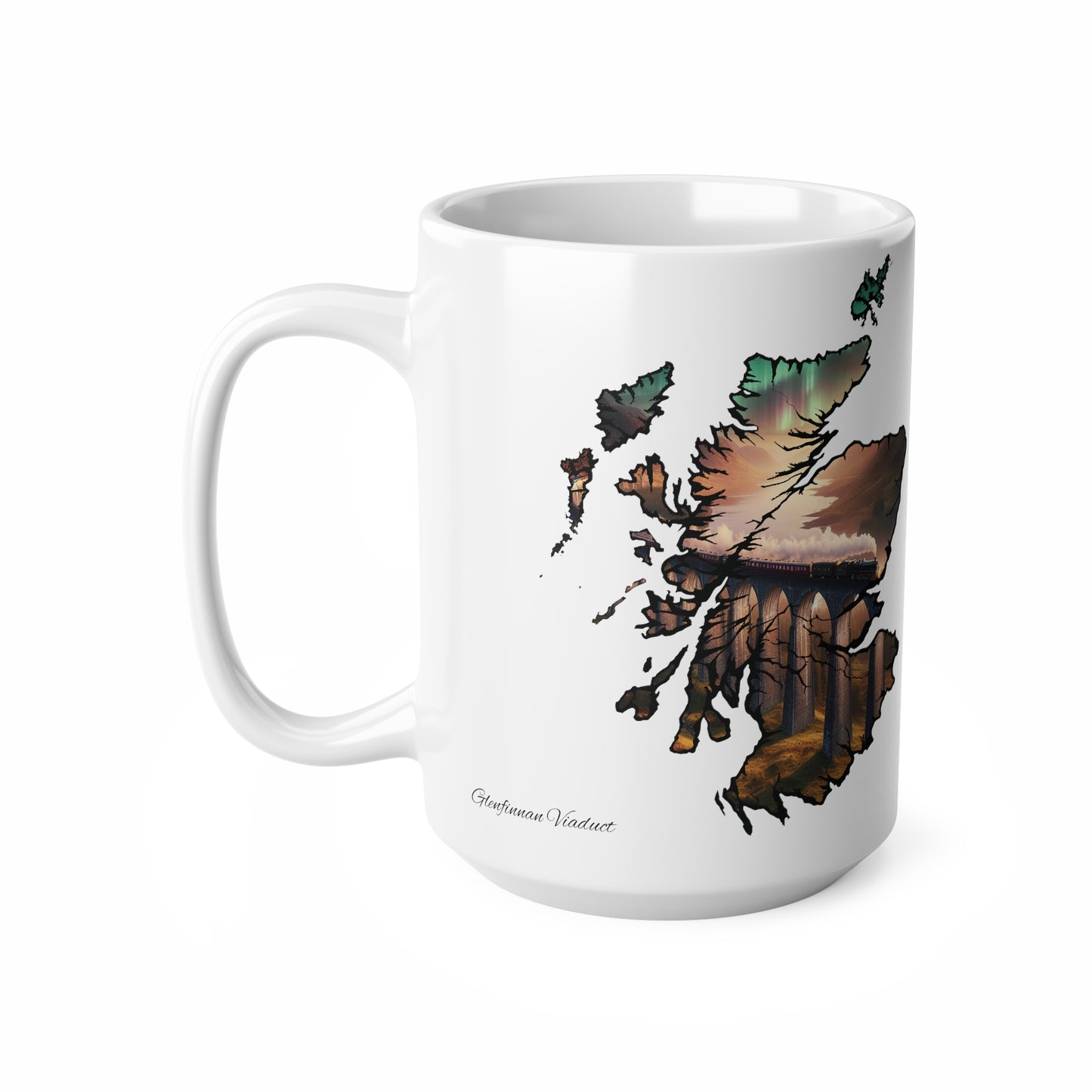 Glenfinnan Viaduct Scotland Map Mug, Coffee Cup, Tea Cup, Scottish Art, Scottish Landmark, Scenery, Nature, White