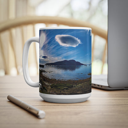 Holy Isle from Arran Photo Mug, White