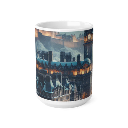 Edinburgh in Winter Mug, Coffee Cup, Tea Cup, Scottish Art, Scottish Landmarks, Scottish Nature, White