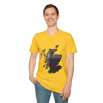 Scotland Tartan Map Softstyle Unisex T-Shirt - Argyle Dress Tartan Tee