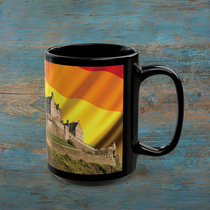 Edinburgh Castle Pride Flag Sky Photo Mug, Black