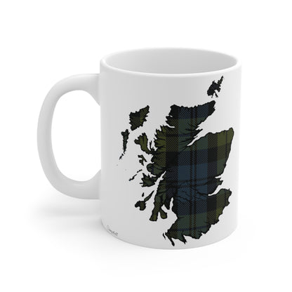 Scotland Map Mug 11oz, Campbell Tartan