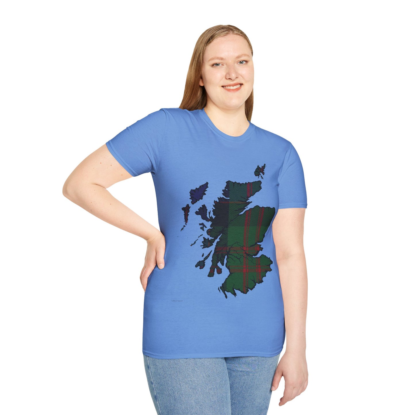 Scotland Tartan Map Softstyle Unisex T-Shirt, MacDonald Tartan, Various Colours