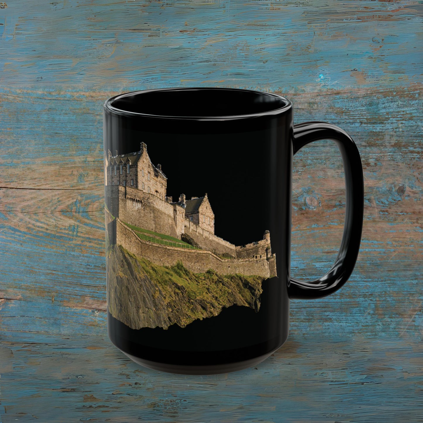 Edinburgh Castle on the Rock Photo Mug, Black