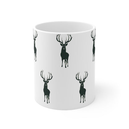 Tartan Stag Mug - Kennedy Tartan, Coffee Cup, Tea Cup, Scotland, White