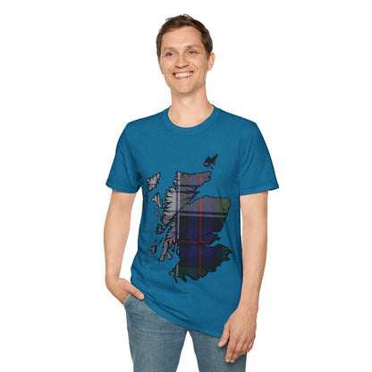 Scotland Tartan Map Softstyle Unisex T-Shirt, Argyle Dress Tartan, Various Colours