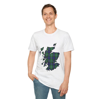 Scotland Tartan Map Softstyle Unisex T-Shirt - Douglas Tartan Tee