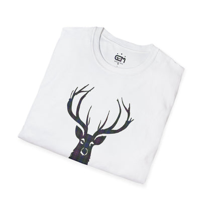 Tartan Stag Softstyle T-Shirt - Rankin Tartan, Unisex Tee, Scottish Scenery, Various Colours