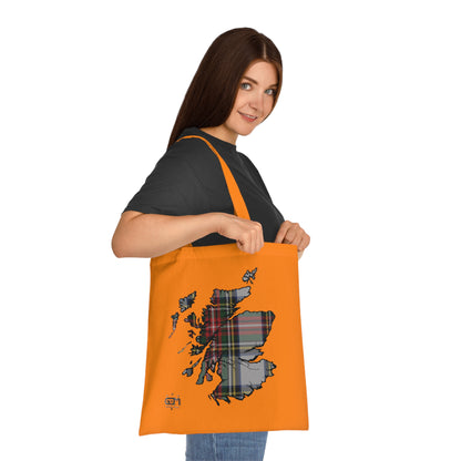 Reversible Scotland Tartan Map Cotton Tote Bag - Stewart Dress Tartan