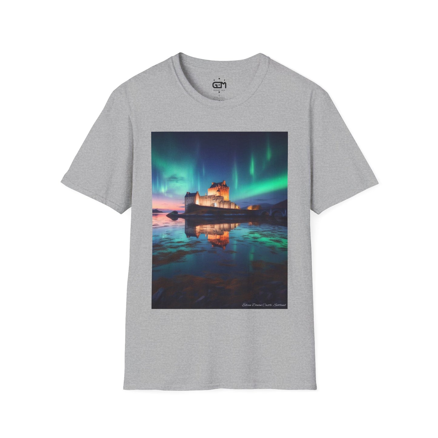 Eilean Donan Castle with Northern Lights Softstyle Unisex T-Shirt, Scotland Tee