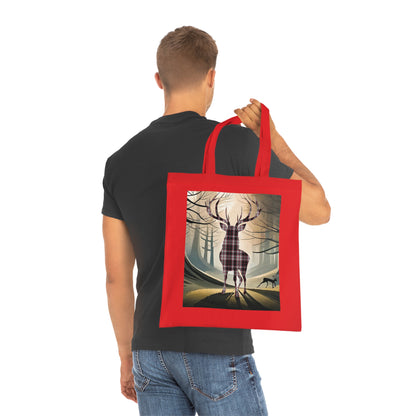 Reversible Scotland Tartan Stag Cotton Tote Bag - MacPherson Tartan