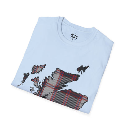 Scotland Tartan Map Softstyle Unisex T-Shirt, MacPherson Tartan, Various Colours