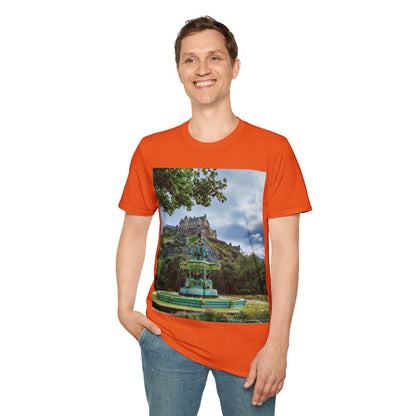 Ross Fountain & Edinburgh Castle Photo Softstyle T-Shirt, Unisex Tee, Various Colours