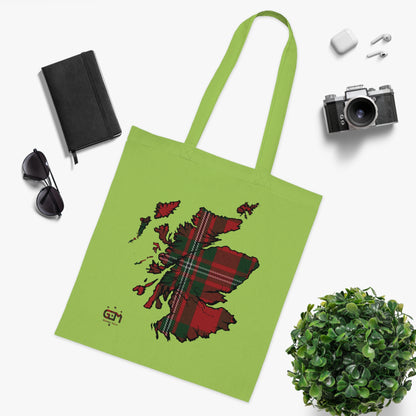 Reversible Scotland Tartan Map Cotton Tote Bag - MacGregor Tartan