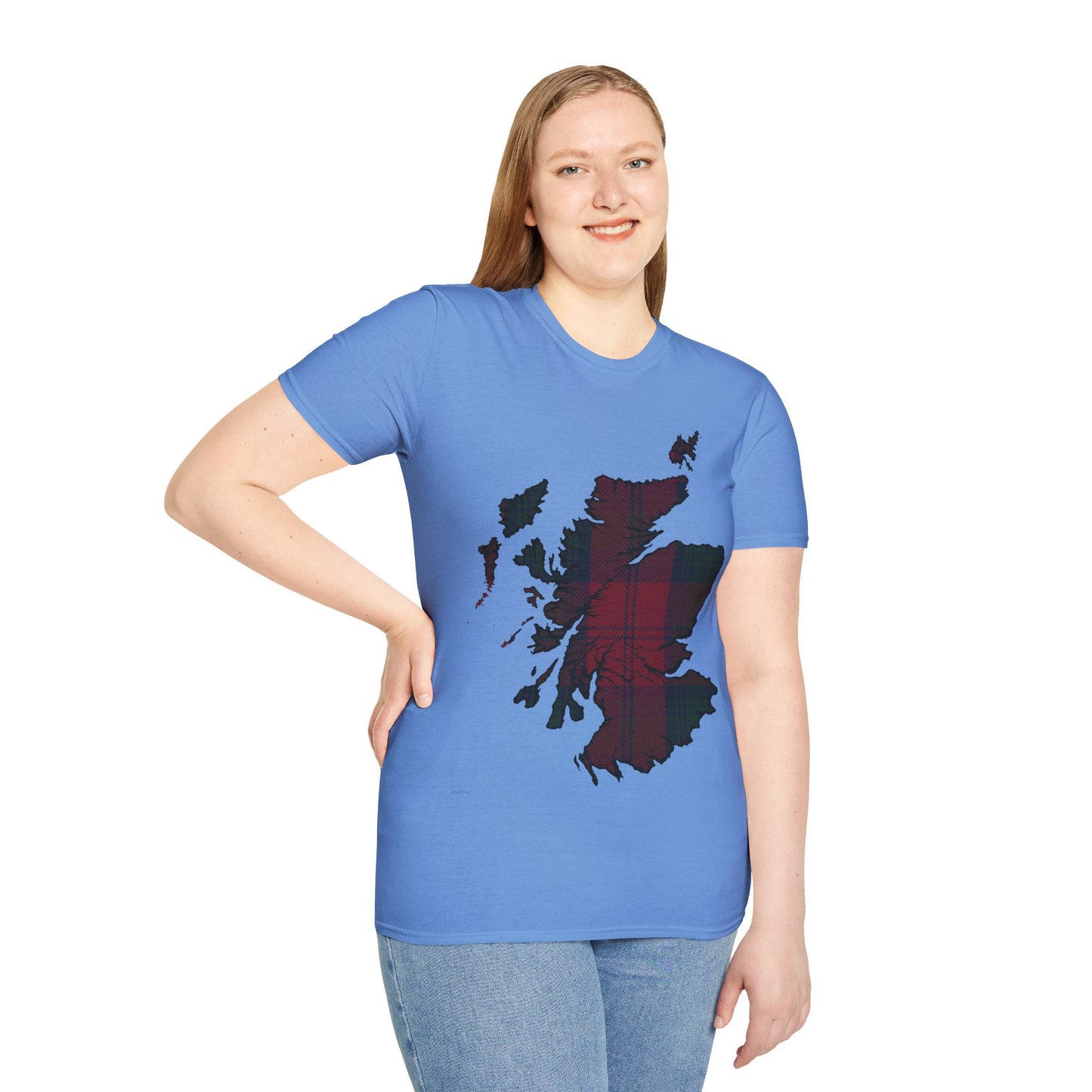 Scotland Tartan Map Softstyle Unisex T-Shirt, Lindsay Tartan, Various Colours