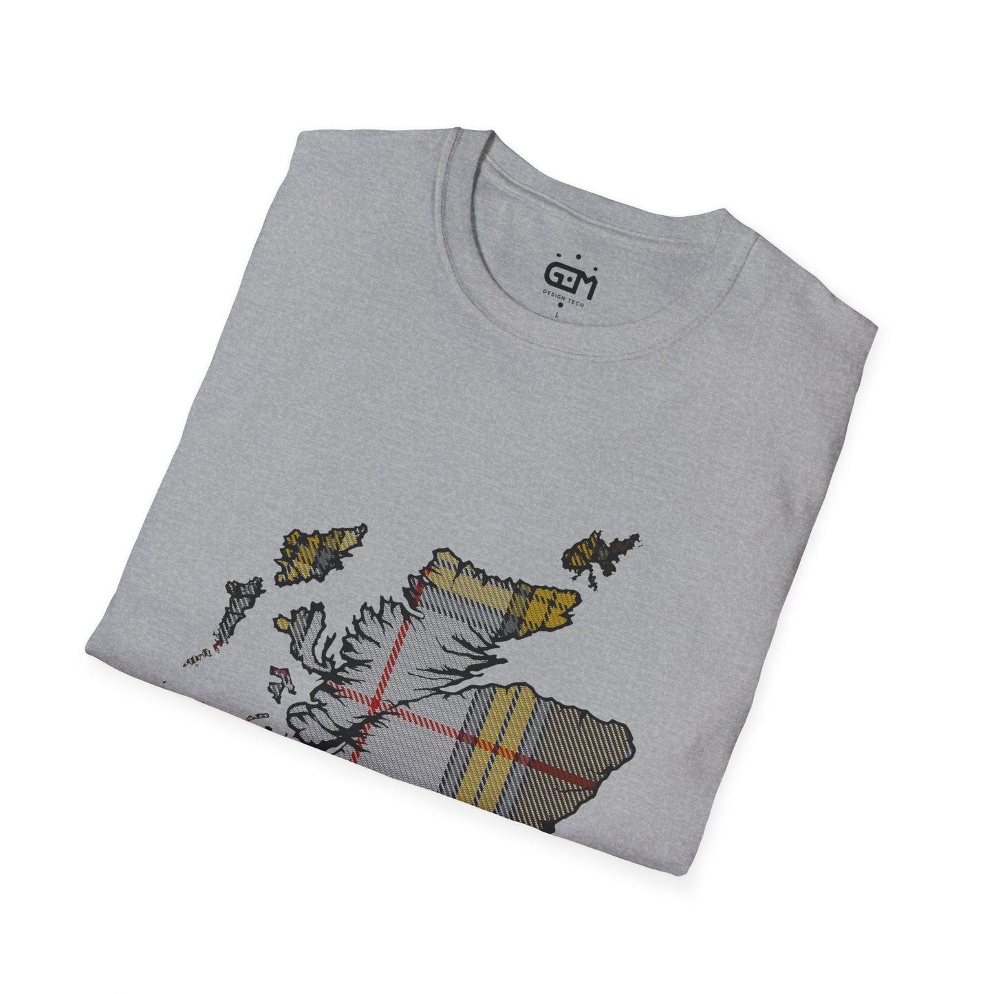 Scotland Tartan Map Softstyle Unisex T-Shirt - Buchanan Dress Tartan Tee