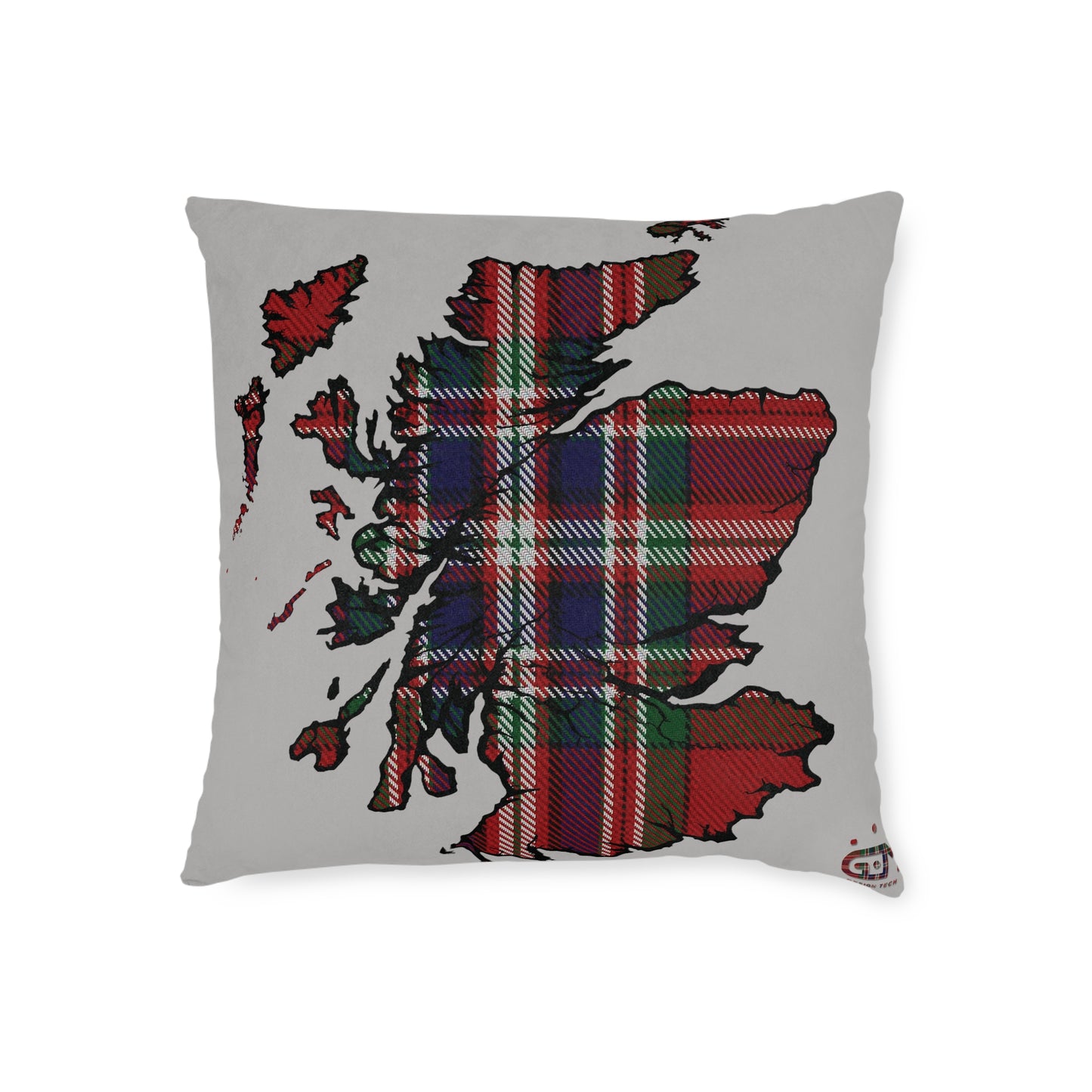 Reversible Square Cushion : Stag / Scotland Map - MacFarlane Tartan, Various Sizes