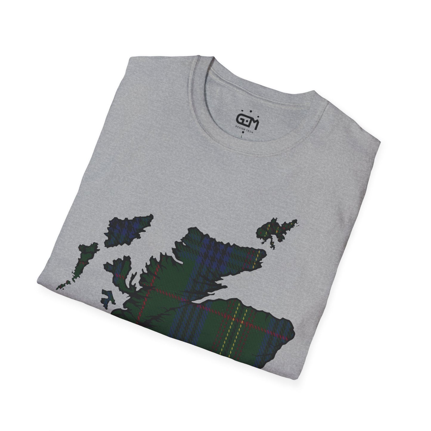 Scotland Tartan Map Softstyle Unisex T-Shirt, Kennedy Tartan, Various Colours