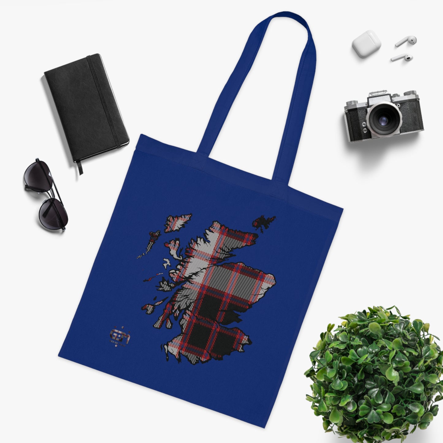 Reversible Scotland Tartan Map Cotton Tote Bag - MacPherson Tartan