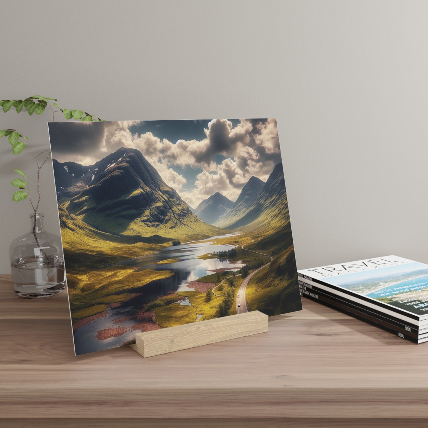 Scenic Collection Gallery Stand Glen Coe, Oak Picture Stand, Scotland Art, Scenery, Landmarks, Various Sizes