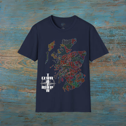 Scotland Tartan Clan Map Softstyle T-Shirt, Unisex Tee, Scotland Shirt, Various Colours