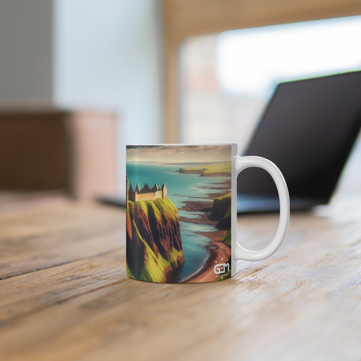 Dunnottar Castle Mug - Stonehaven, Coffee Cup, Tea Cup, Scotland, White