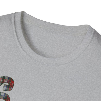 Tartan Scotland Lettering Softstyle Unisex T-Shirt, Stewart Tartan Tee