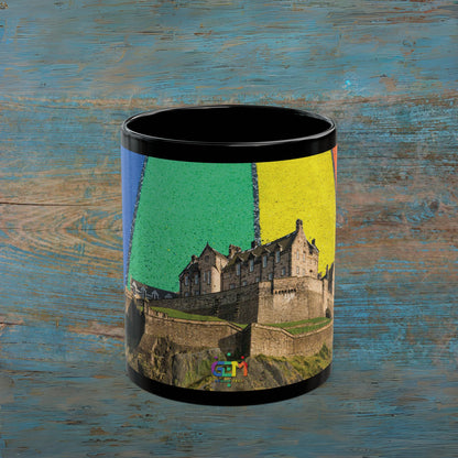 Edinburgh Castle Pride Road Sky Photo Mug, Black