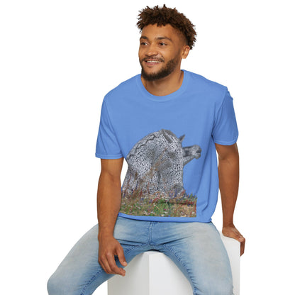 Kelpies with Meadow No Sky Photo Softstyle T-Shirt, Unisex Tee, Scottish Landmarks, Various Colours