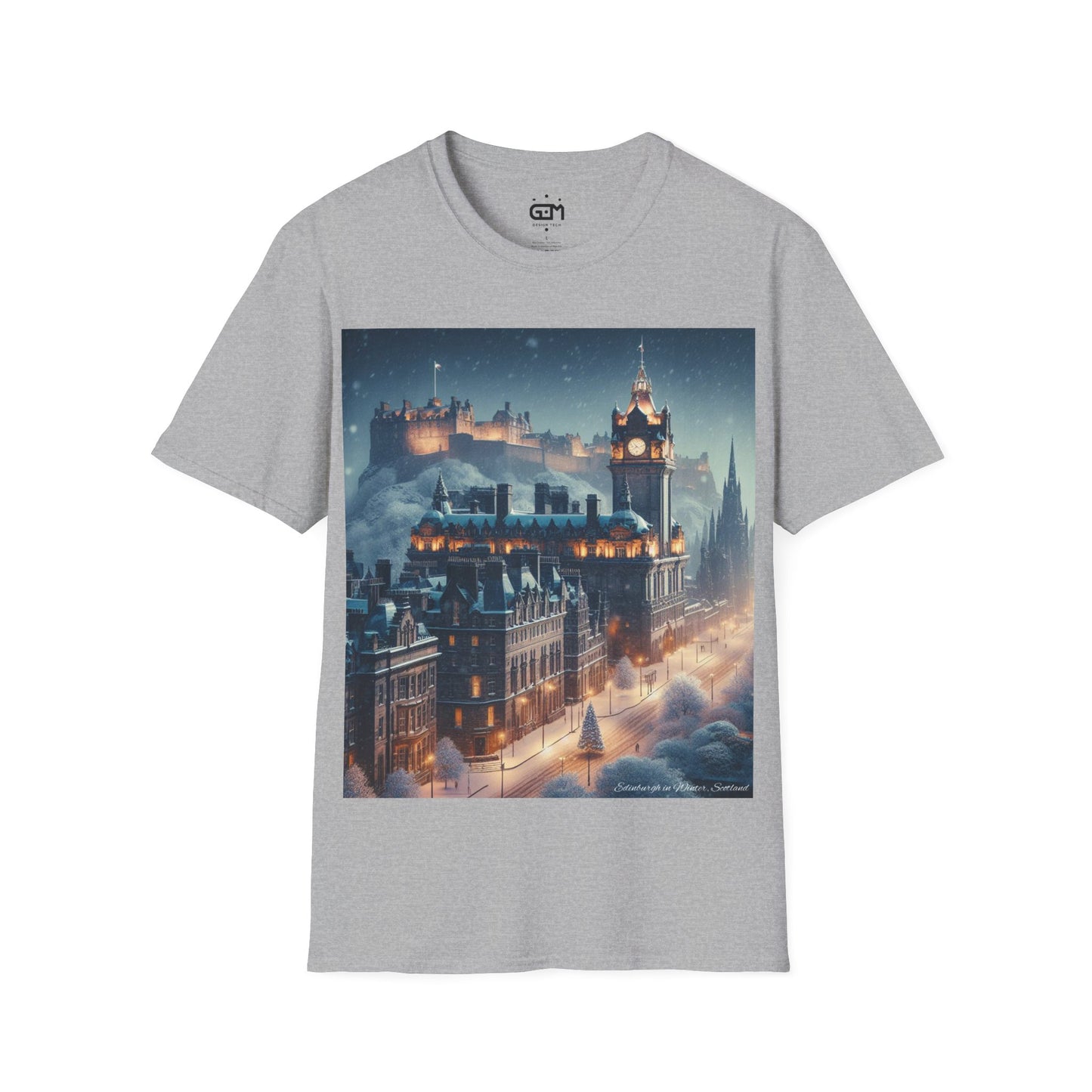 Edinburgh in Winter Softstyle T-Shirt, Unisex Tee, Scotland Shirt, Scottish Landmark, Nature, Scenery, Various Colours