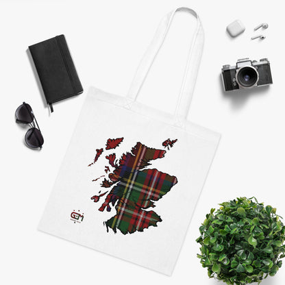 Reversible Scotland Tartan Map Cotton Tote Bag - Stewart Royal Tartan