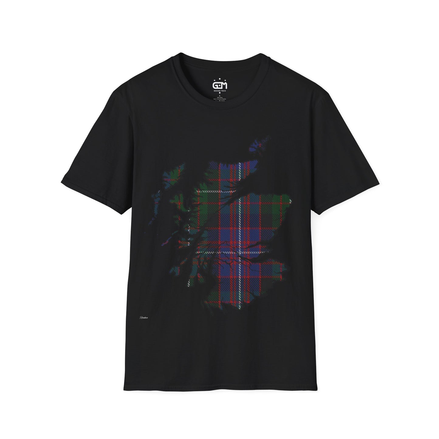 Scotland Tartan Map Softstyle Unisex T-Shirt, Rankin Tartan, Various Colours