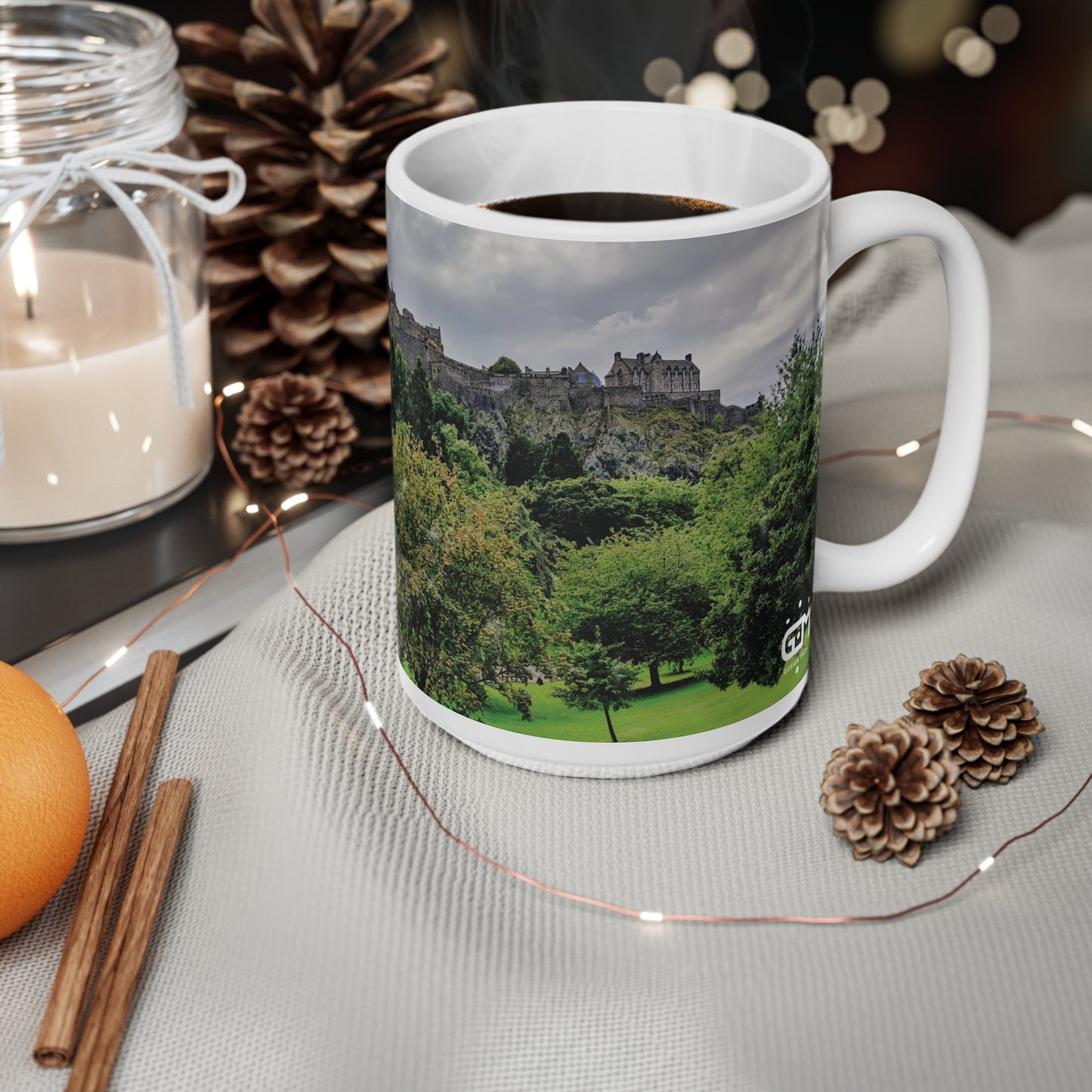 Princes Street Gardens & Edinburgh Castle Photo Mug, Coffee Cup, Tea Cup, Scotland, White