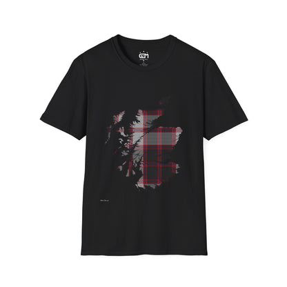 Scotland Tartan Map Softstyle Unisex T-Shirt - MacPherson Tartan Tee