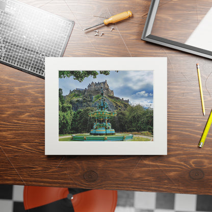 Ross Fountain & Edinburgh Castle Fine Photo Print, Scotland Art, Paper Frame, Various Sizes, Horizontal