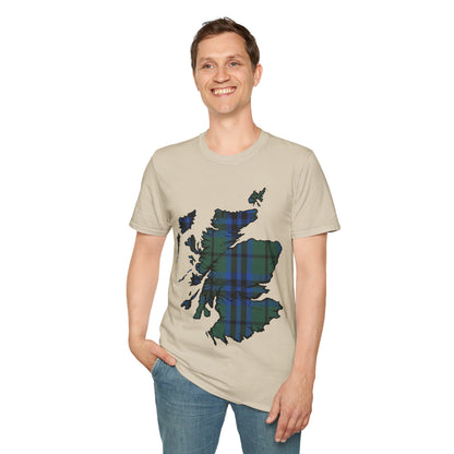 Scotland Tartan Map Softstyle Unisex T-Shirt, Keith Tartan, Various Colours