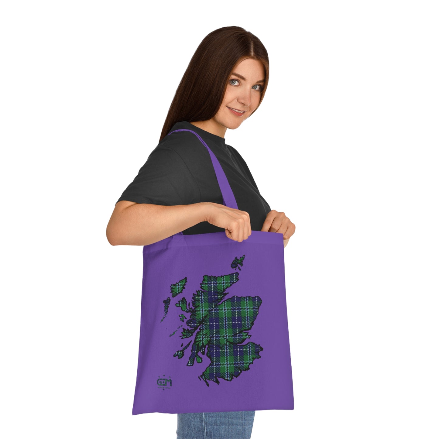 Reversible Scotland Tartan Map Cotton Tote Bag - Douglas Tartan