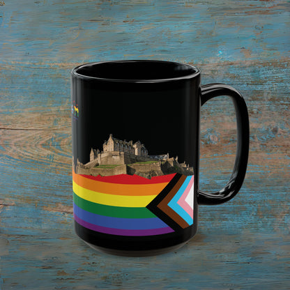 Pride Progress Rock Edinburgh Castle Photo Mug, Black