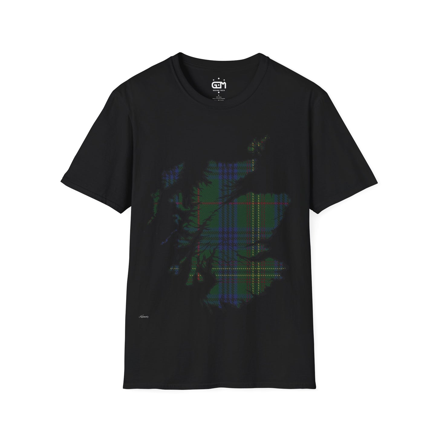 Scotland Tartan Map Softstyle Unisex T-Shirt, Kennedy Tartan, Various Colours