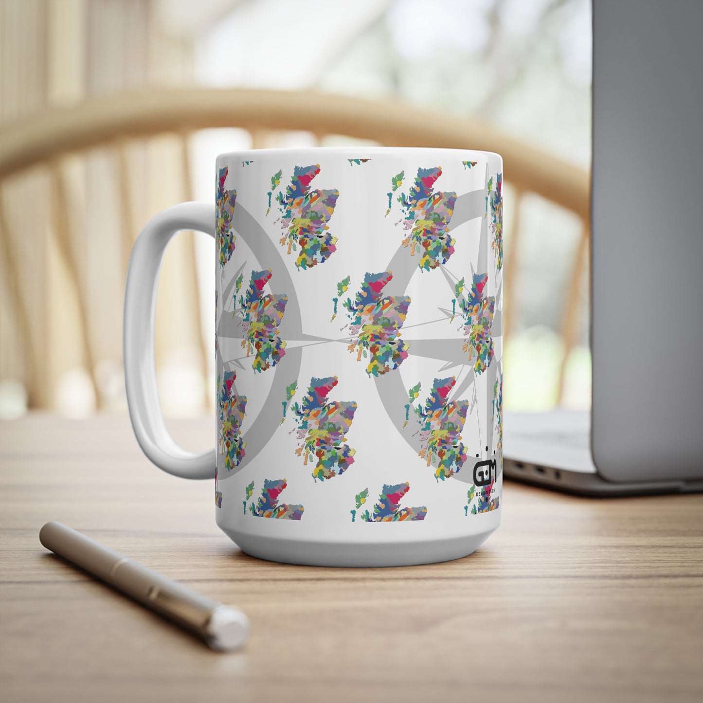 Scotland Colour Map Pattern Mug, Coffee Cup, Tea Cup, White