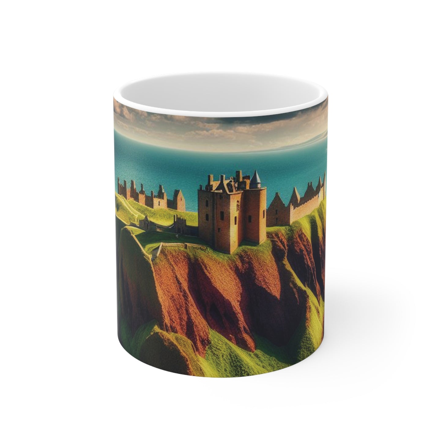 Dunnottar Castle Mug - Stonehaven, Coffee Cup, Tea Cup, Scotland, White