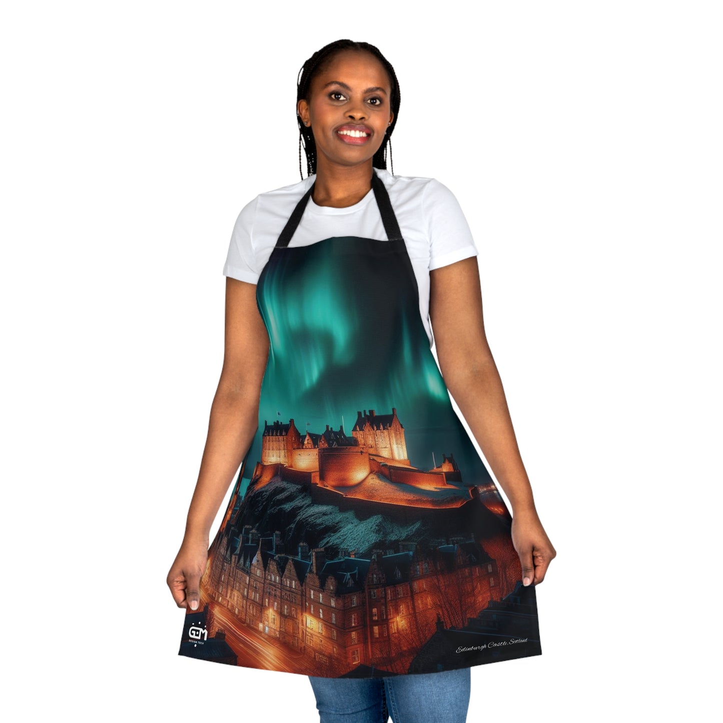 Edinburgh Castle Northern Lights Apron, Scotland Apron, Scottish Art, Scotland Landmarks, Cooking Apparel, Chef Accessory, Edinburgh