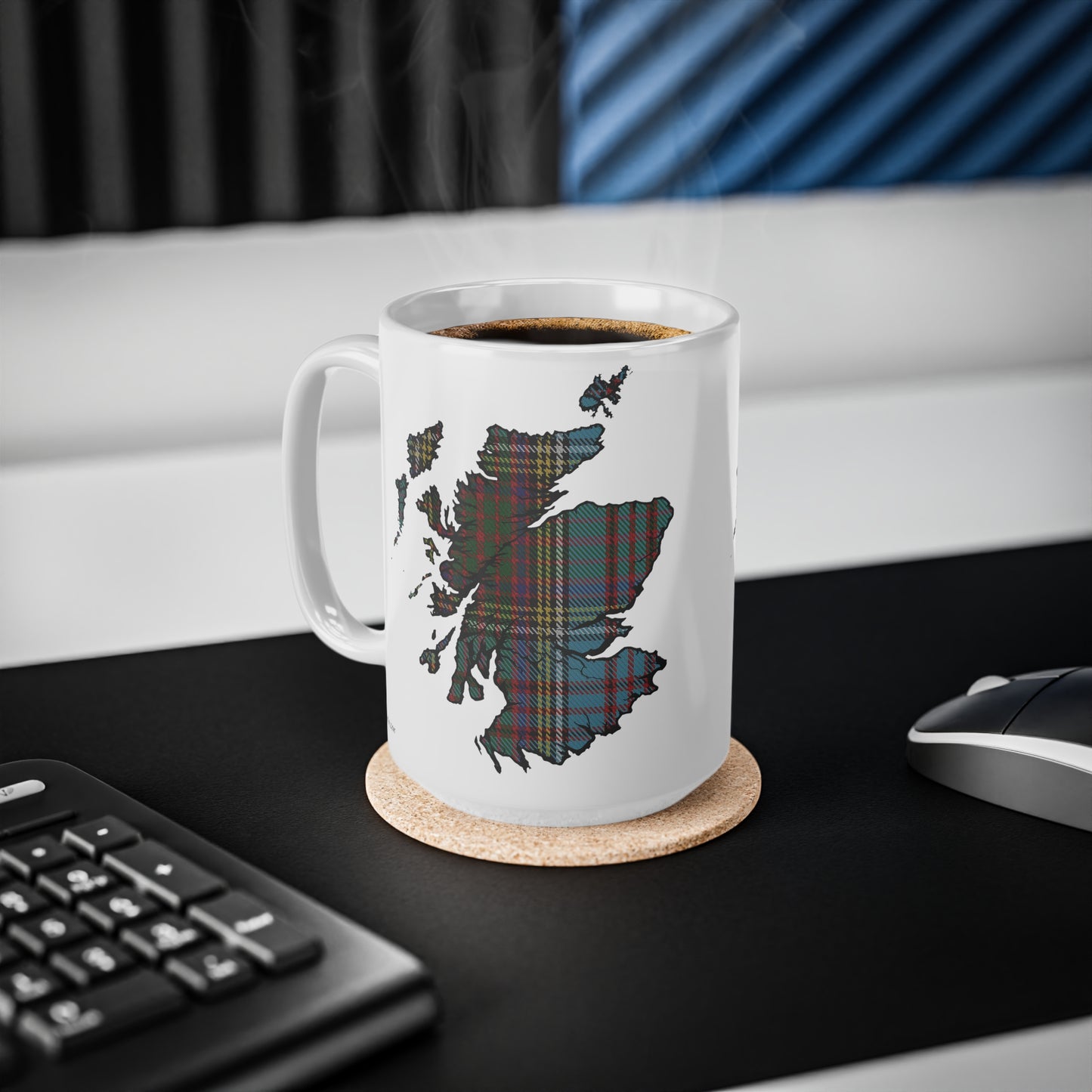 Anderson Tartan Scotland Map Mug, Coffee Cup, Tea Cup, Scotland, White