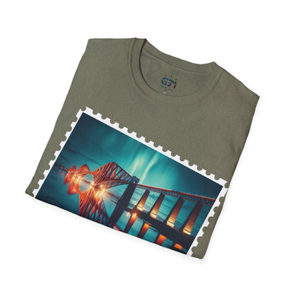 Postcard Forth Rail Bridge Art Softstyle T-Shirt, Unisex Tee, Scotland Shirt, Various Colours