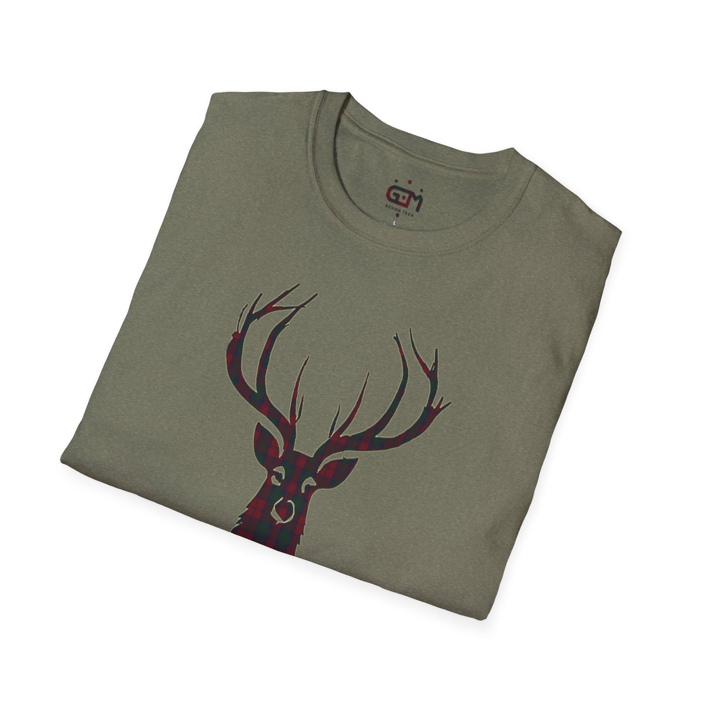 Tartan Stag Softstyle T-Shirt - Lindsay Tartan, Unisex Tee, Scottish Scenery, Various Colours