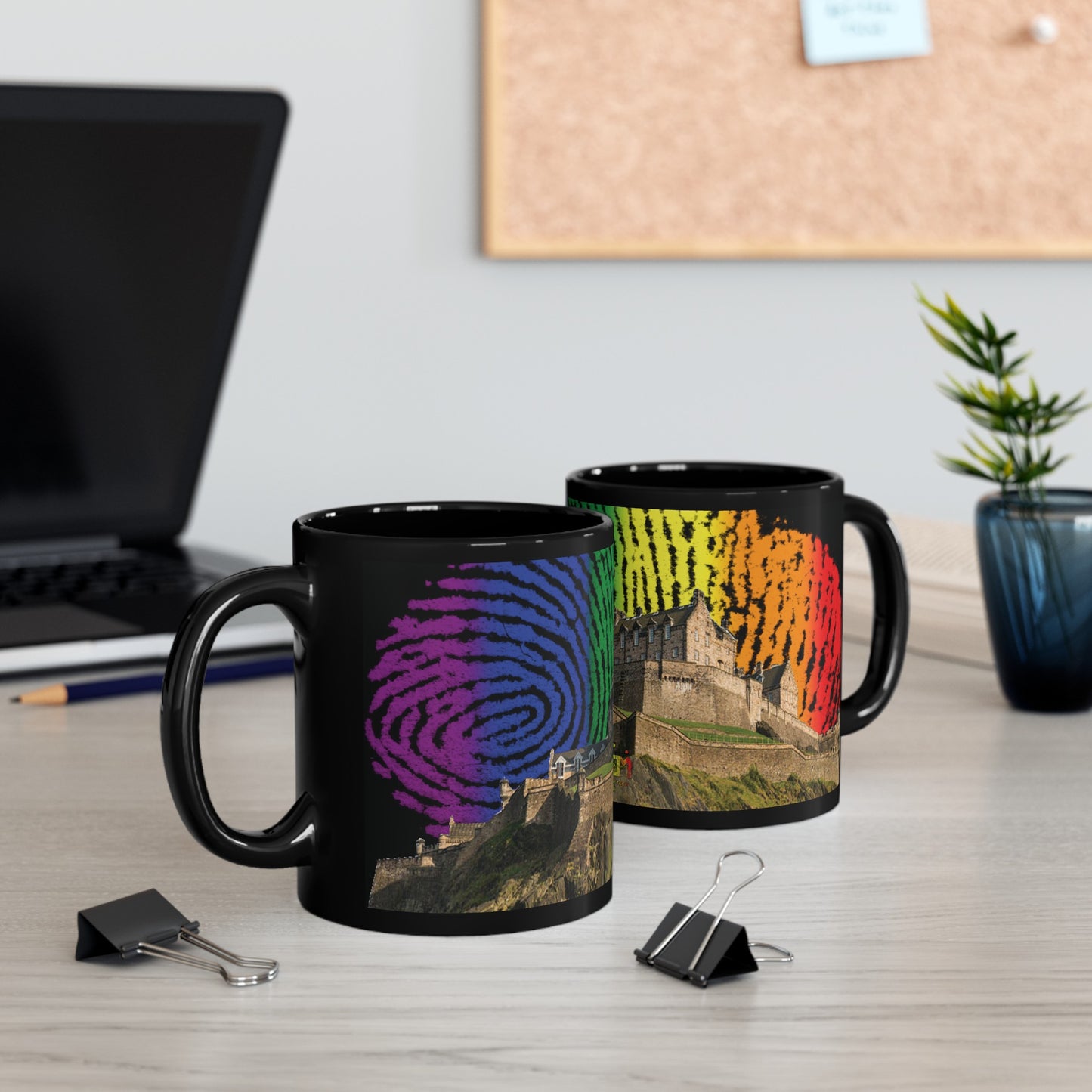 Edinburgh Castle Pride Fingerprint Sky Photo Mug, Black