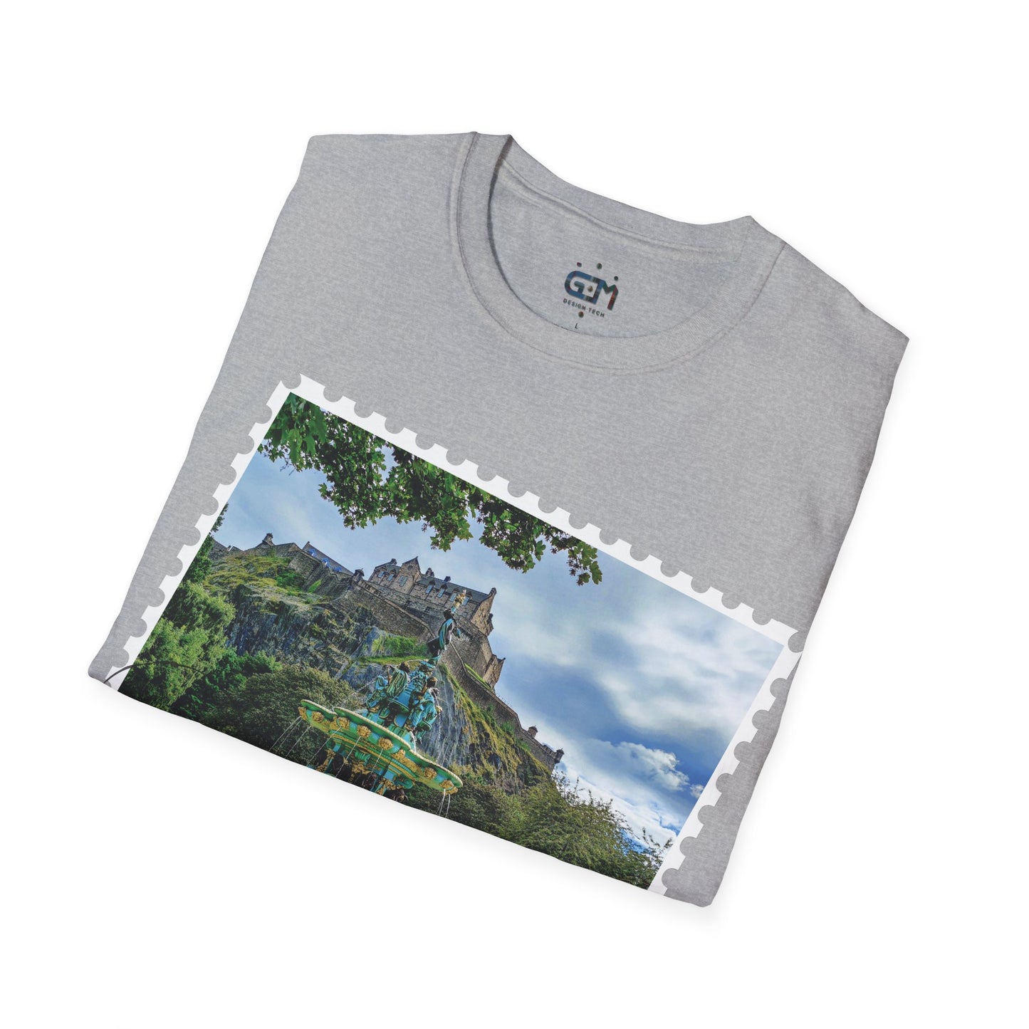 Postcard Ross Fountain & Edinburgh Castle Photo Softstyle T-Shirt, Unisex Tee, Scotland Shirt, Various Colours