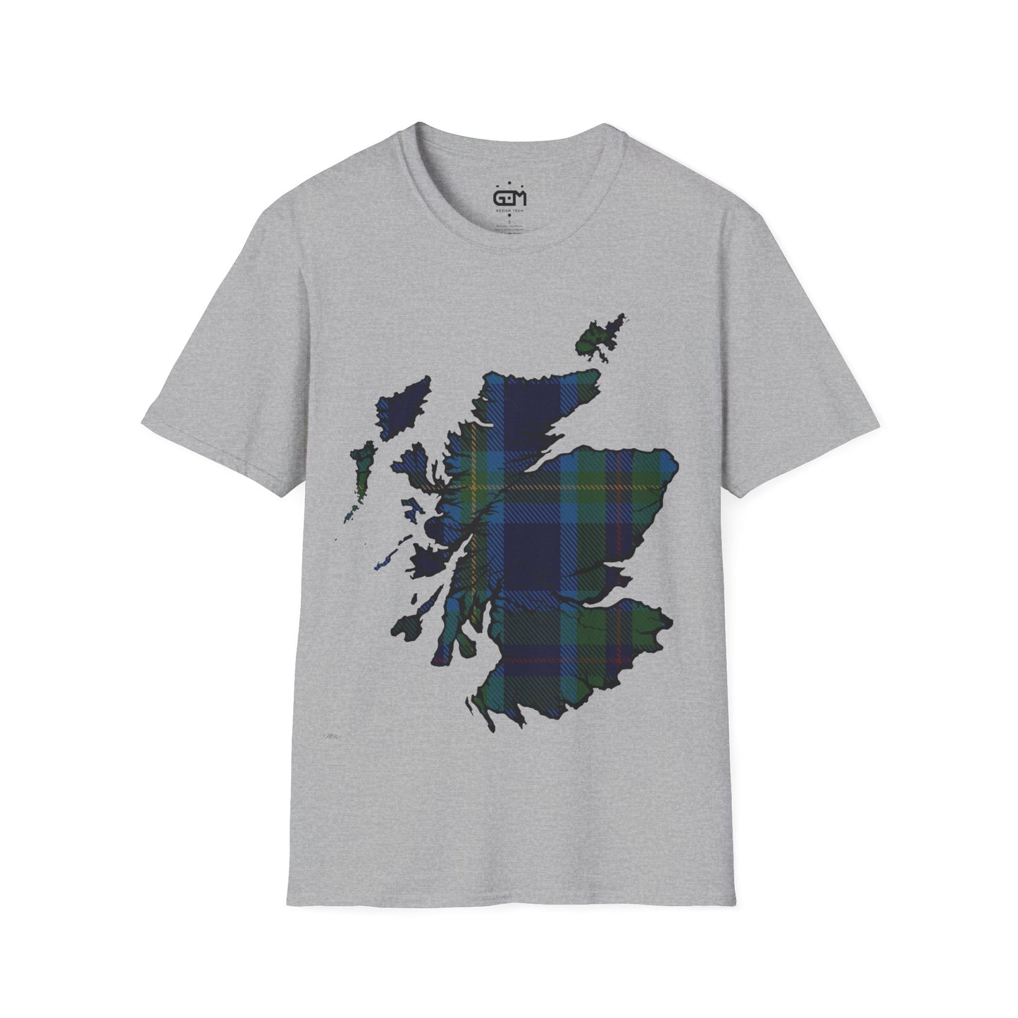 Scotland Tartan Map Softstyle Unisex T-Shirt, Miller Tartan, Various Colours