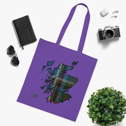 Reversible Scotland Tartan Map Cotton Tote Bag - Anderson Old Tartan