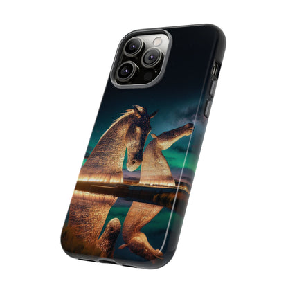Kelpies Northern Lights Art Phone Case, Scotland, Apple